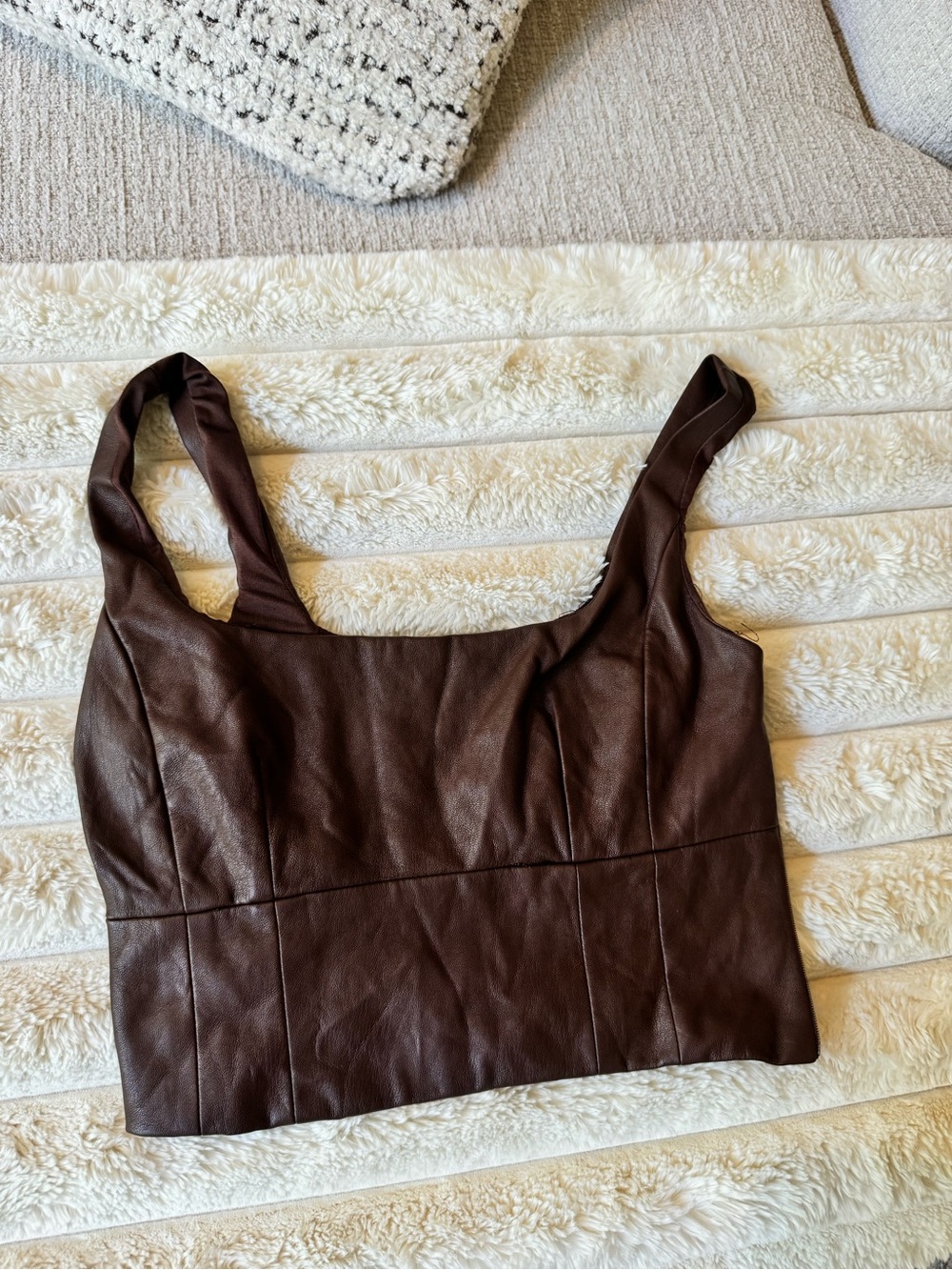 Forever 21 chocolate brown faux leather corset tank top